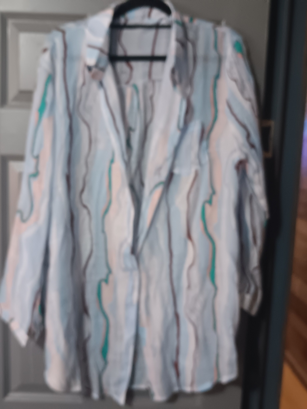 Abstract Stripe Lightweight Blouse - White with Pastel Accents